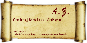 Andrejkovics Zakeus névjegykártya